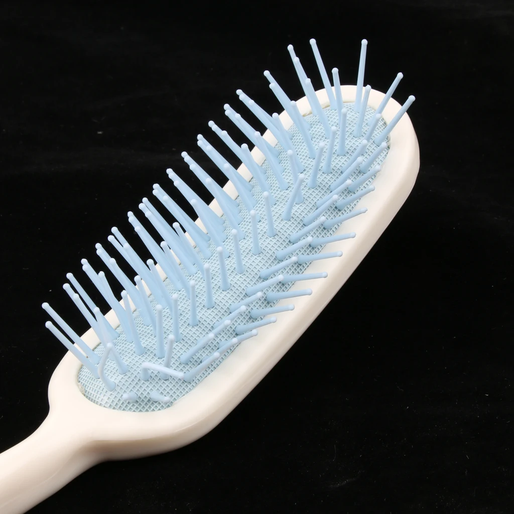 35cm Long Reach Durable Plastic Cushion Hair Brush Comb For Elderly Arthritis Hand-Disabled Adult, Blue White
