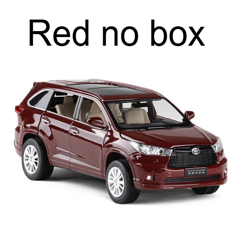 Red no box 1:32 TOYOTA Highlander литья под давлением сплав модель автомобиля игрушка высокая имитация металла SUV модель 6 дверей может быть открыт подарок для детей Рождество - Цвет: Red no box