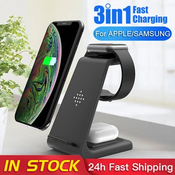 QI 10W Fast Charge 3 in 1 Wireless Charger For iPhone for Samsung Buds For Apple Watch 4 3 2 For Airpods Pro Charger Stand Dock universal 15w qi wireless charger fast charge 3 0 for iphone x 8 xiaomi apple airpods watch 4 3 2 1 smart touch light holder