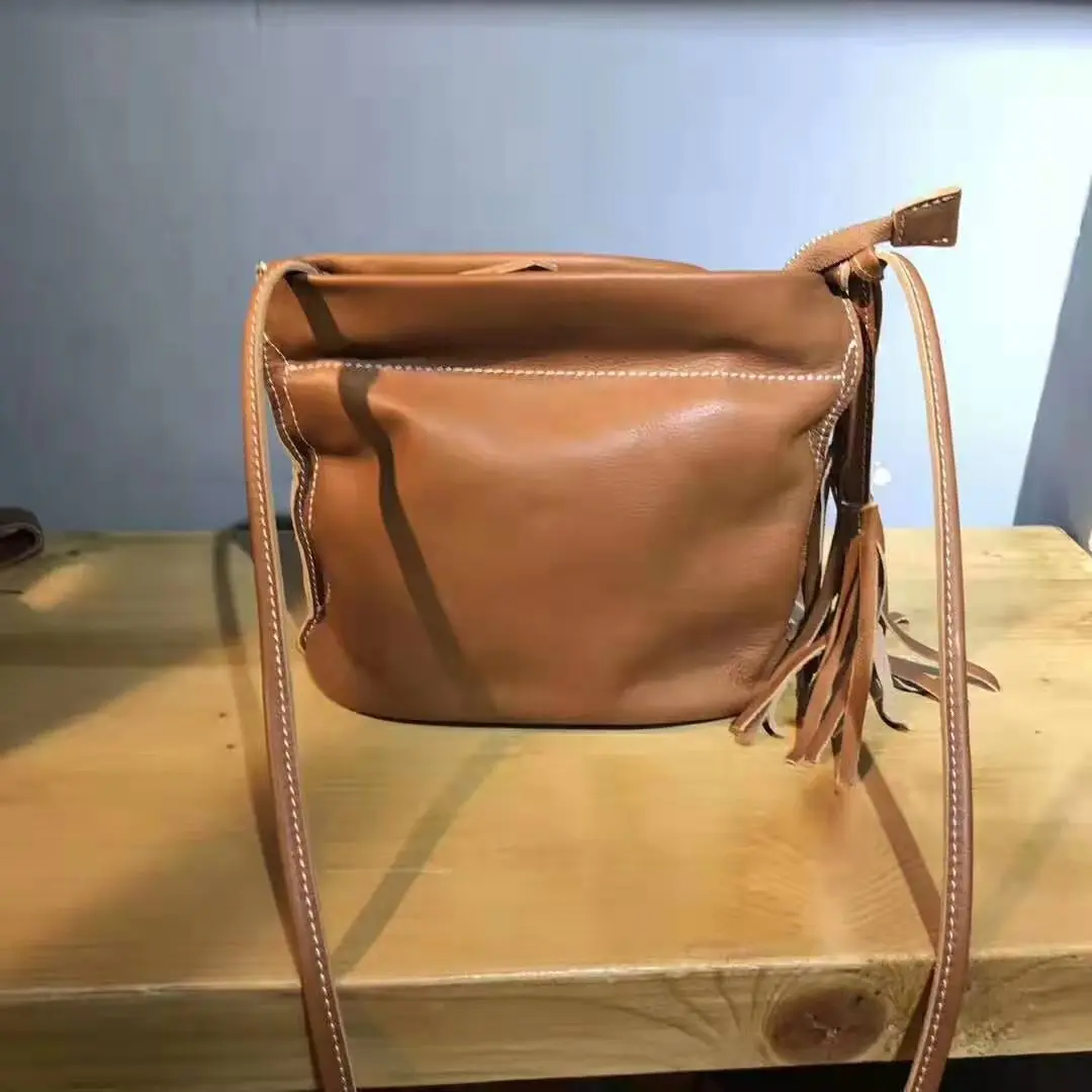 EUMOAN/Новая Модная японская кожаная сумка-мессенджер с бахромой в стиле ретро из мягкой воловьей кожи ручной работы, маленькая sq