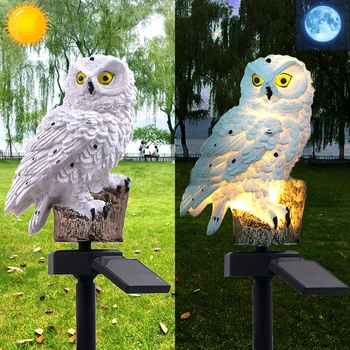 

2 Colours Outdoor Garden Sculptures Lamp Owl Shape For Garden Decoration Waterproof Bird Resin Yard Garden Decor Sculptures