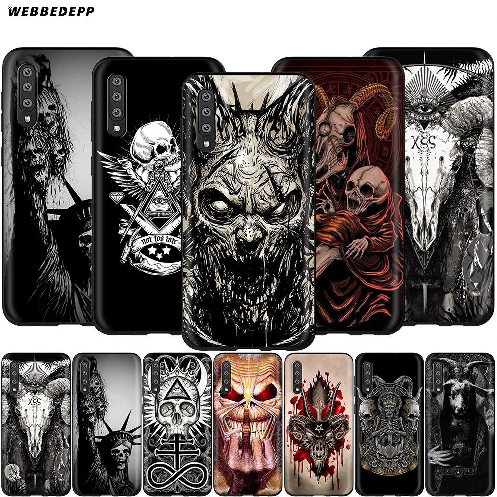 

Webbedepp Satanic Scary Skull Case for Samsung Galaxy S7 S8 S9 S10 Plus Edge Note 10 8 9 A10 A20 A30 A40 A50 A60 A70