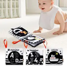 

Parent-child Interactive Cloth Book Multiple Colors Early Learning Tear Proof Infant Soft Tail Fabric Books for Preschool Infant
