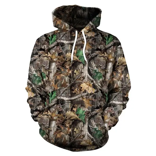 Spring And Autumn Maple Leaves Camouflage 3D Hoodies Men Women Outdoor Fishing Camping Hunting Clothing Unisex Hooded Coats Tops DWSL-3010