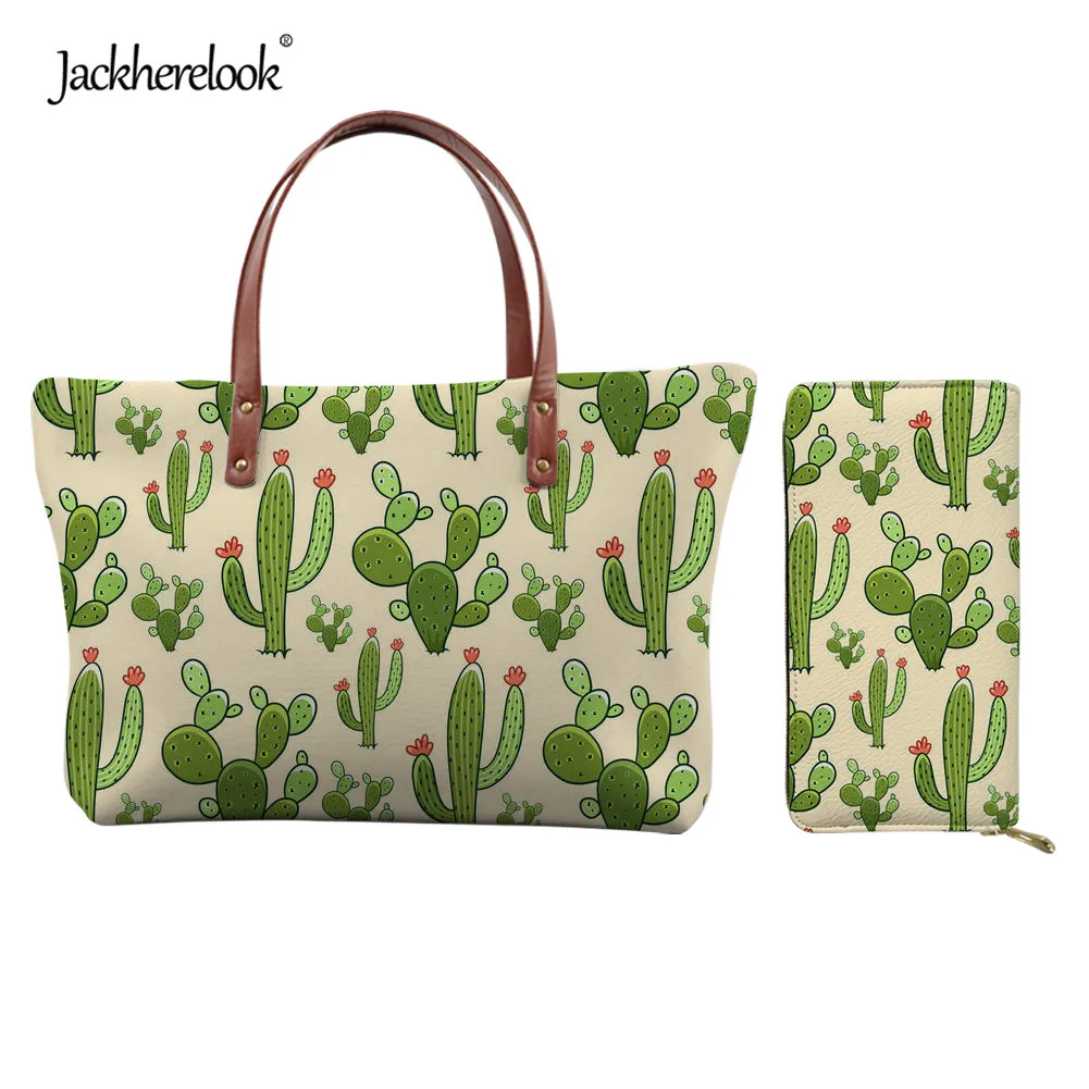 Jackherelook Молодежные дамские сумочки с рисунком растений и кактусов кошелек