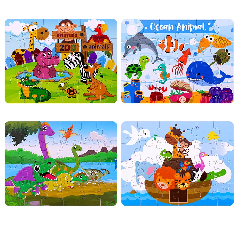 24 шт. Бумага головоломка детская игрушка montessori рисунком лесных животных зоопарк головоломки Раннее развитие детей обучающие игрушки для детей