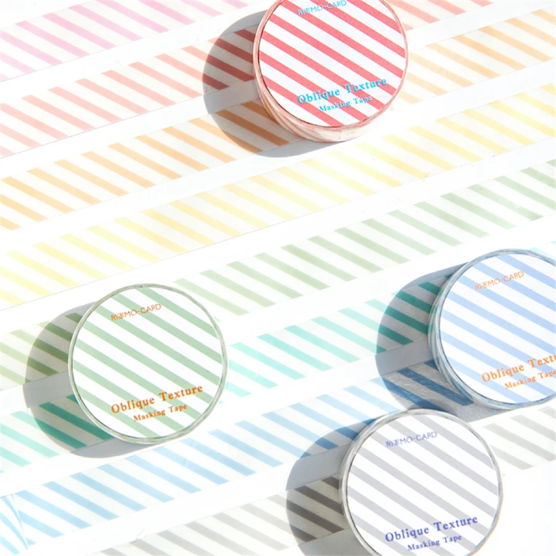 

8pcs Oblique Pattern Masking Tapes Set 15mm Color Check Adhesive Washi Tape Stickers Decoration for Album Notebook A6853