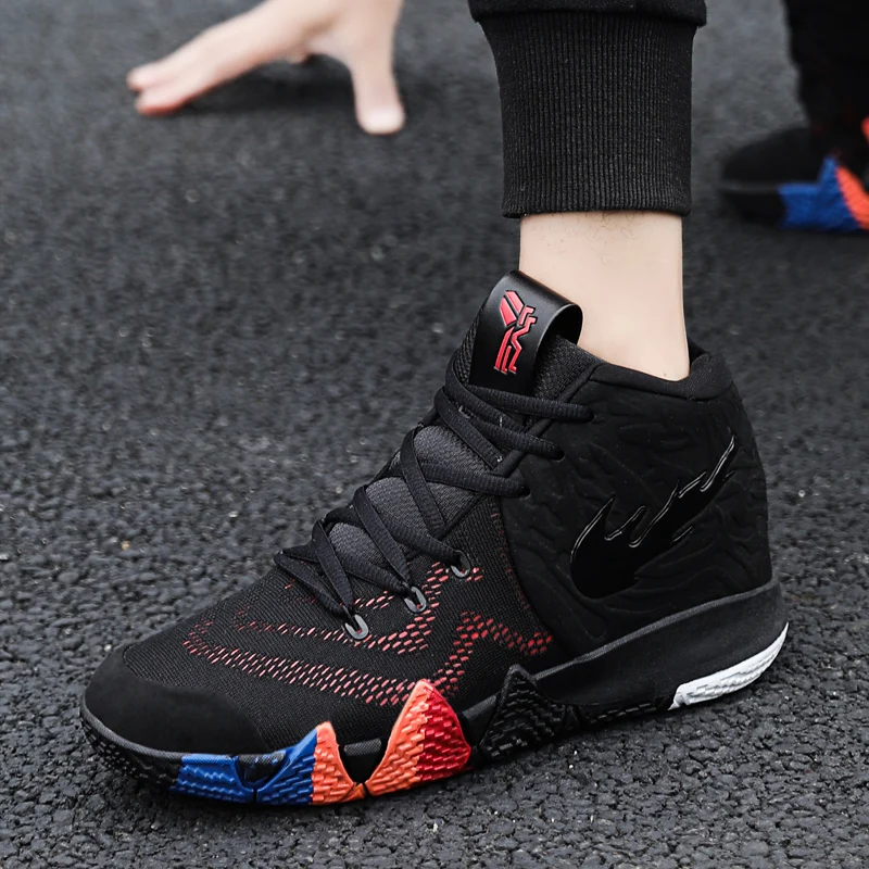 Kyrie 4/летние баскетбольные кроссовки; 9 ботинок Uptempo; Мужская обувь в стиле ретро; 11; вязаные кроссовки для мальчиков; zapatillas hombre