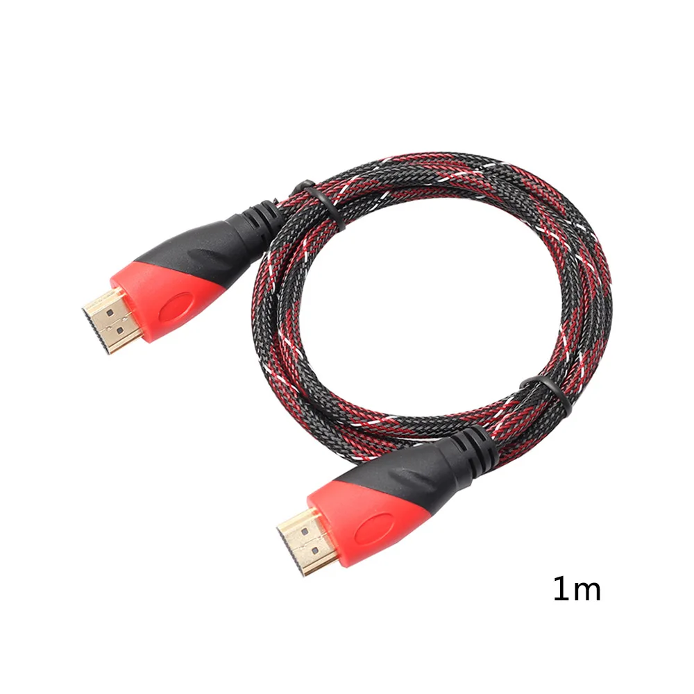 Красный HDMI кабель высокоскоростной HDMI кабель позолоченное соединение с красной, черной и белой сеткой 1080 P, 0,5 м, 1 м, 1,8 м, 3 м, 5 м - Цвет: Красный