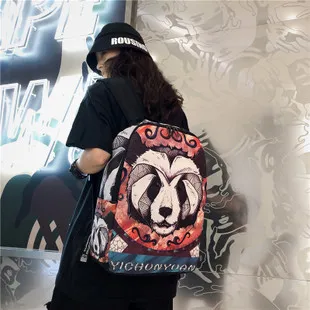Индивидуальность бренд tide двойной плечо женская мода холст креативный печать ha Xi Рюкзак Студенческая сумка женская
