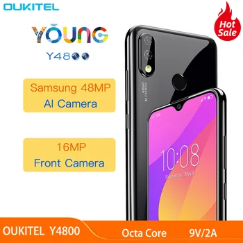 

OUKITEL Y4800 6.3"19.5:9 FHD+ 6G RAM 128G ROM Mobile Phone Octa Core Fingerprint 4000mAh 9V/2A Face ID 48MP Camera Smartphone