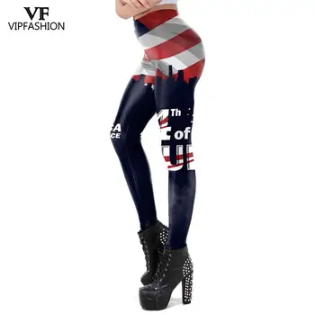 

VIP FASHION New Women Fitness Leggings Fourth of July Festival Printed American flag High Waist Elasticity Legging For Women