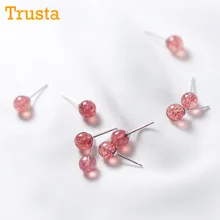 Trusta женские 925 Настоящее Стерлинговое серебро розовый 6 мм Клубника Кристалл серьги гвоздики для жены лучший друг подарок DS747