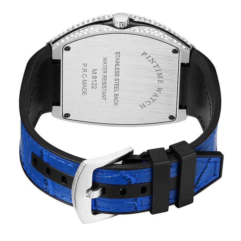 PINTIME Couple Watches Men Wristwatches Automatic Quartz Man Clock Male Luxury Reloj Diamond Big Large Arabic Numeral Dial Watch