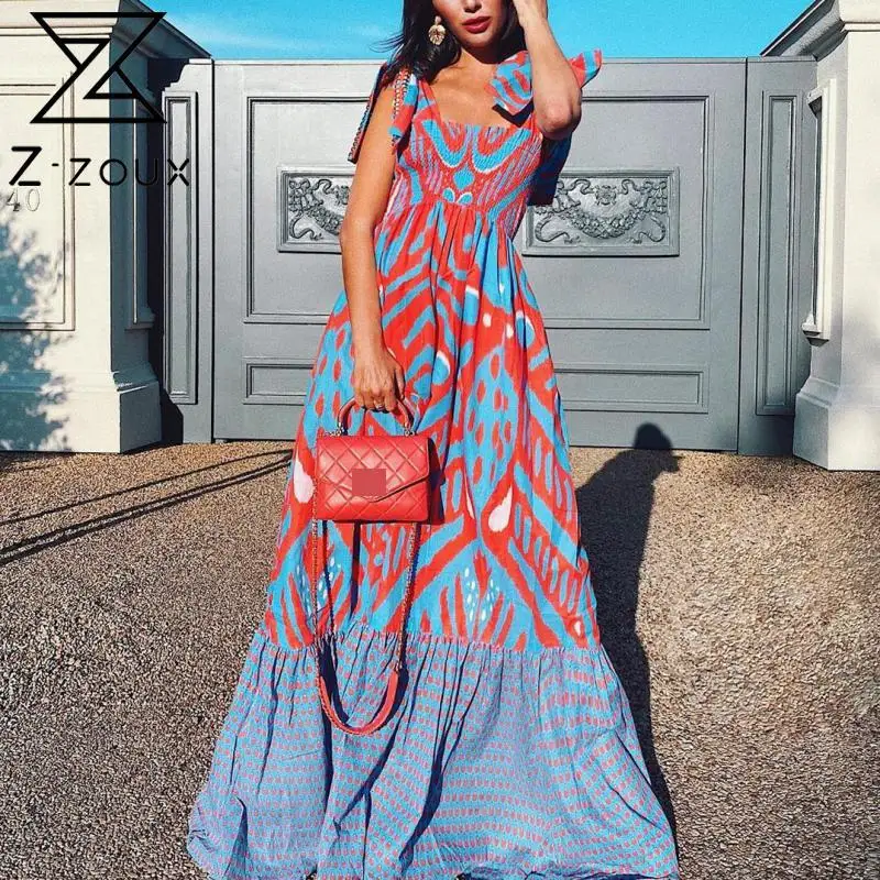 Z-zoux Women Dress Sleeveless Color Matching Plus Size Dresses Long Printing Vintage Sexy Summer Dresses 2020 New Fashion Sexy Z-zoux Women Dress Sleeveless Color Matching Plus Size Dresses Long Printing Vintage Sexy Summer Dresses 2020 New Fashion Sexy