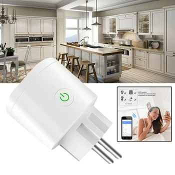 

White 2.4GHZ WiFi Smart Power Socket Wireless Voice Remote Control Timer Switch EU Plug Fireproof PC For Android And Ios
