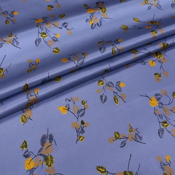 

Blue Purple Floral Printing Stretch Satin Summer Dress Real Silk Fabric