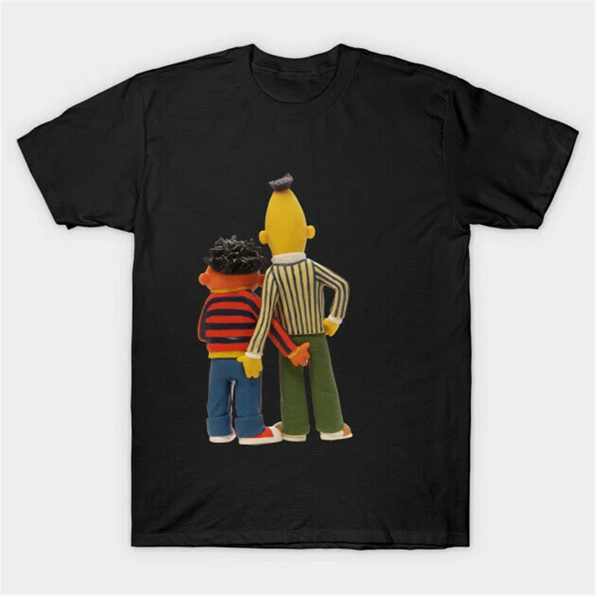 Берта и Эрни Сезам стрит Touch My Butt забавная черная футболка Elmo S-6Xl плюс размер одежда футболка