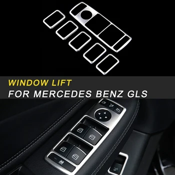 

Car Window Control Lift Panel Cover Trim Frame Sticker Chrome Interior Accessories For Mercedes Benz GLS X166 2016-2019
