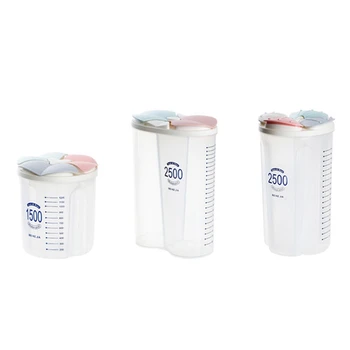 

3PCS Kitchen Grain Storage Box Transparent Plastic Compartment Barrel Sealed Cereal Food Storage Containers Jar Household Access