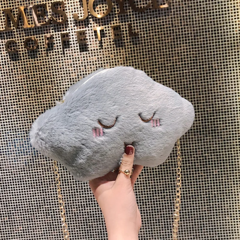 

2018 Autumn And Winter New Style Korean-style Meng Cute Plush Mini Small Bag Women's Messenger Bag Chain Smiling Face Bag