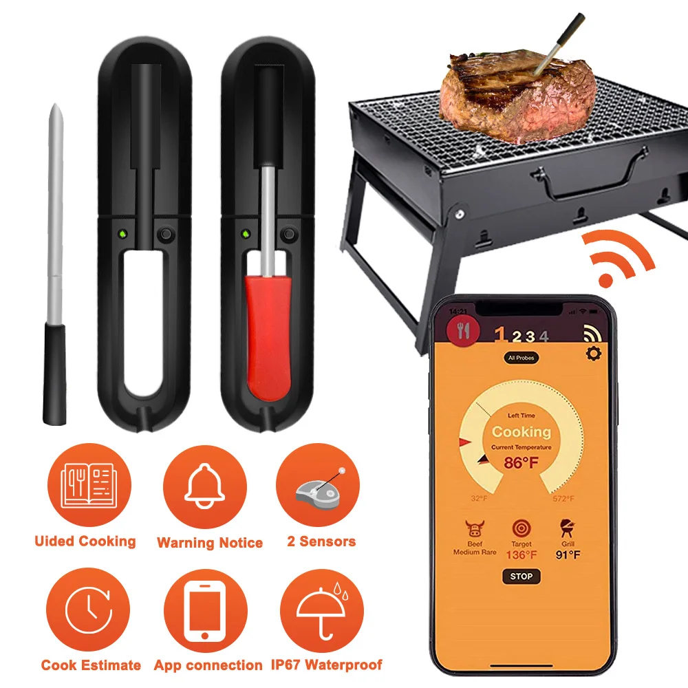 Wireless Meat Food Thermometer Bluetooth compatible for Oven Grill BBQ