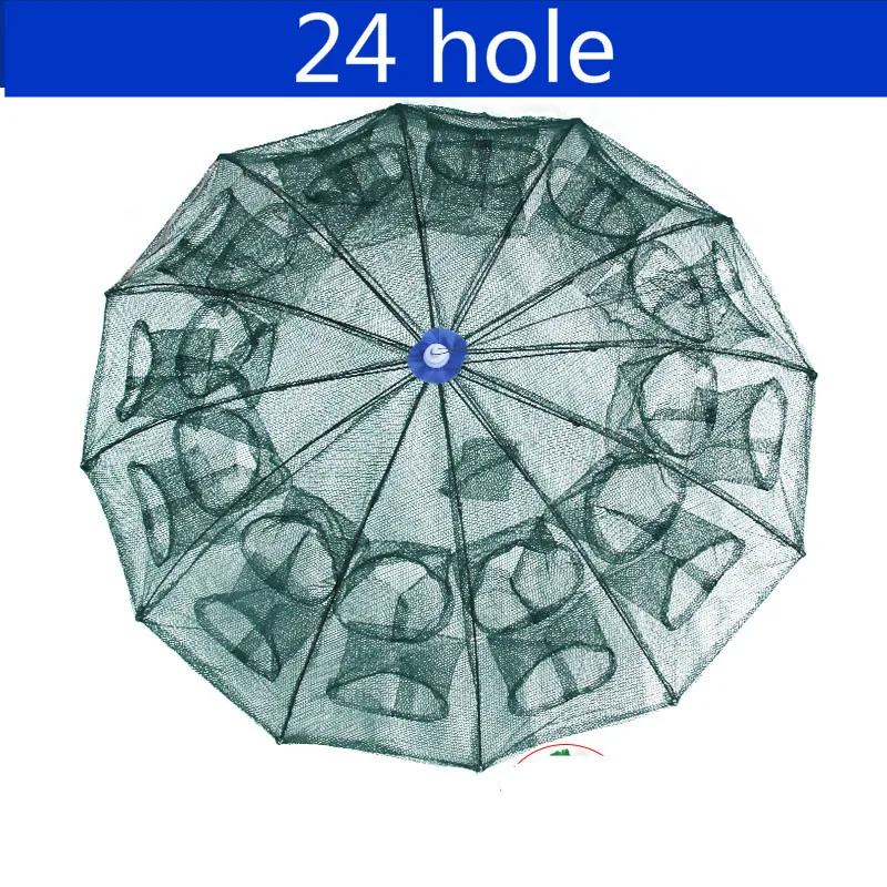 6-24 Holes Automatic Umbrella Fishing Net Shrimp Cage Foldable
