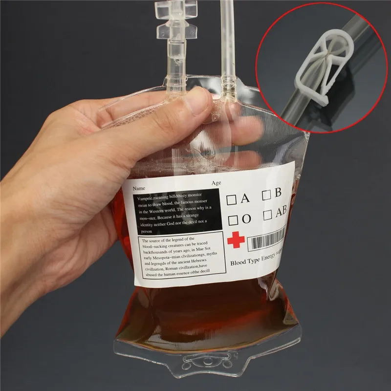 

1 Pcs Clear Food Grade PVC Material Reusable Blood Energy Drink Bag Halloween Pouch Props Vampire