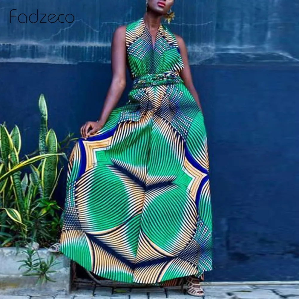 

Fadzeco African Clothes for Women Multi-Wear Wide Leg Jumpsuit Dashiki African Dresses for Women Fashion Ladies Robe Africaine