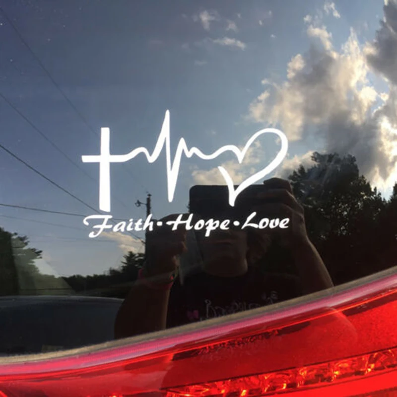 Виниловые автомобильные мультипликационные наклейки Faith Hope Love новая мода