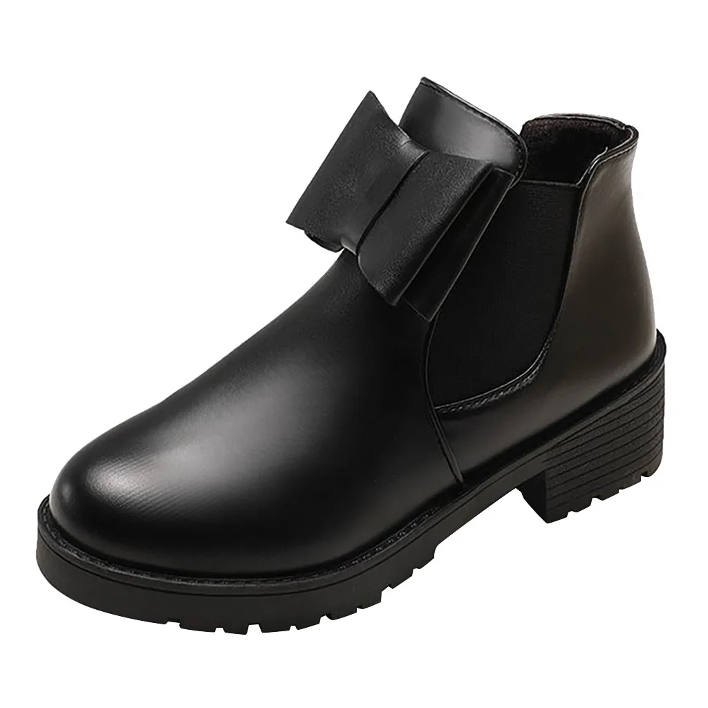 

SAGACE Fashion Women's Shoes Round Toe Solid Butterfly-knot Low Heels Short Boots Women Slip-On Shoes Women Shoes bota feminina