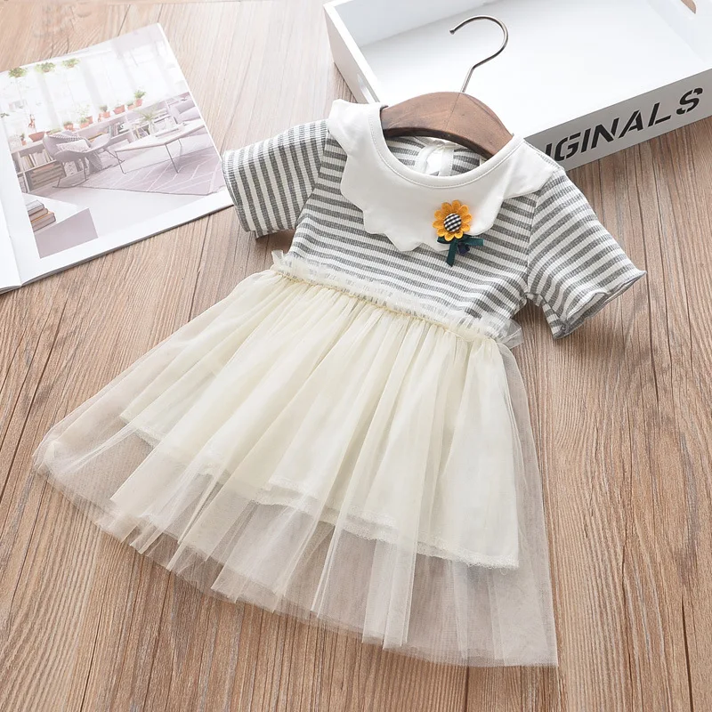 

2019 new striped baby girl dress summer little princess dress baby girls vestidos cute party dress flower 24 Months