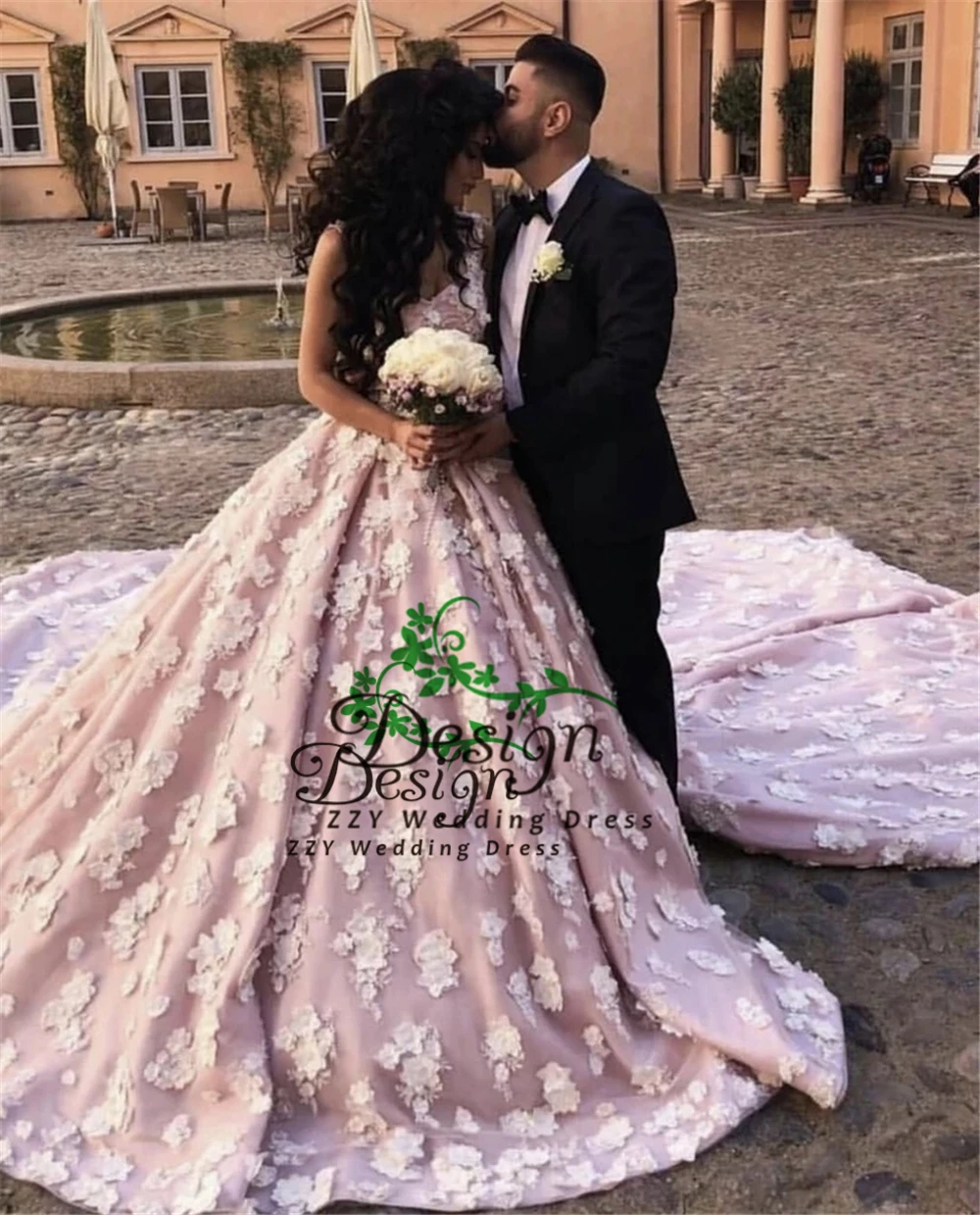 

Pink Lace Lace Spaghetti Straps Cheap Quinceanera Dresses 2019 Ball Gown Flowes Handworks Custom-Made Sweet 16 Dresses