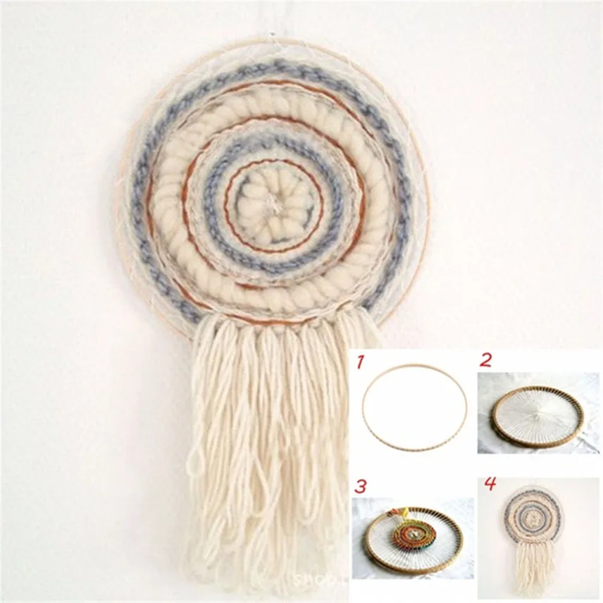 Round Wooden Compilation Machine Circular Needles DIY Wall Hangings Dreamcatcher Making Needlework Tools Weaving Loom