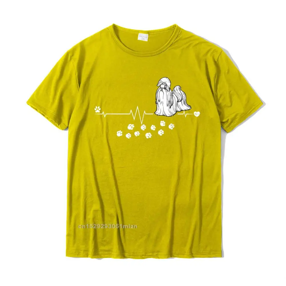 Summer T Shirts Oversized Crewneck Printed On 100% Cotton Men Tees Summer Short Sleeve Tops & Tees Drop Shipping Shih Tzu Dog Heartbeat Gift Dogs Breed Women Men T-shirt__5037 yellow