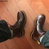 Big first layer leather British high retro round head tooling motorcycle red boots men's leather boots leather fashion shoes ► Photo 3/6