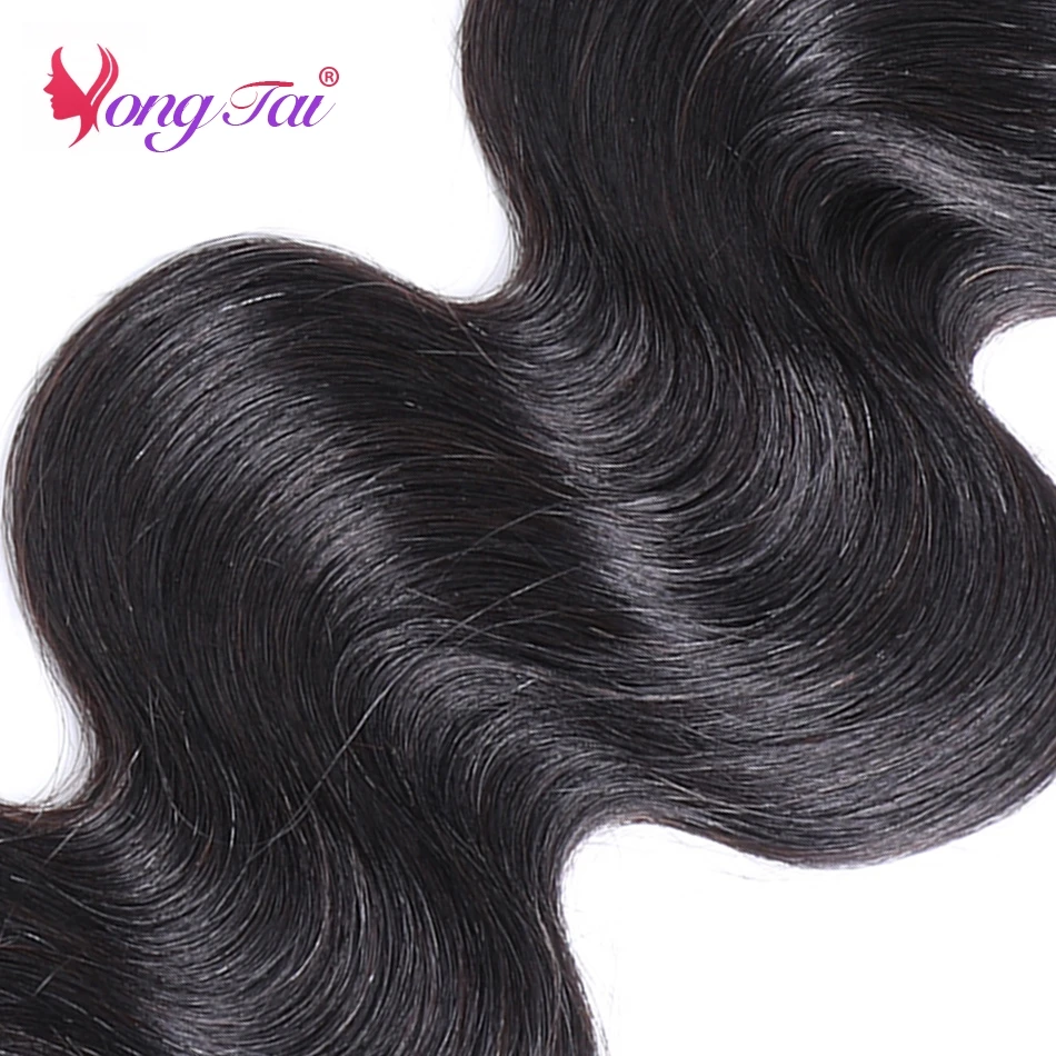 Yuyongtai бразильские волосы, объемные, волнистые, для ушей, кружевные, передние, не Реми волосы для наращивания "-28" М пряди, с передним плетением