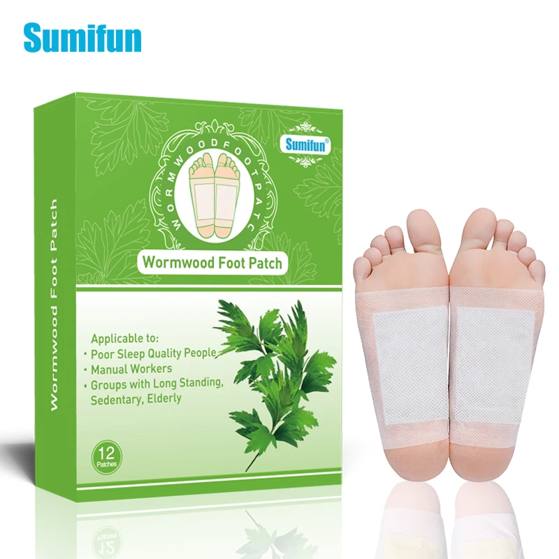 

Sumifun 12 pcs Wormwood paste Oil Bamboo Vinegar Detox Foot Patch Adhesive Detox Slim Foot Care Plaster K04501