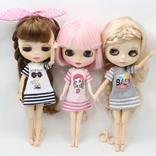 Blyth Doll летнее платье длинная рубашка Полосатое платье