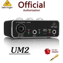 Behringer u phoria um2 umc22 interface de áudio microfone amplificador guitarra gravação usb externo placa de som focusrite scarlett solo