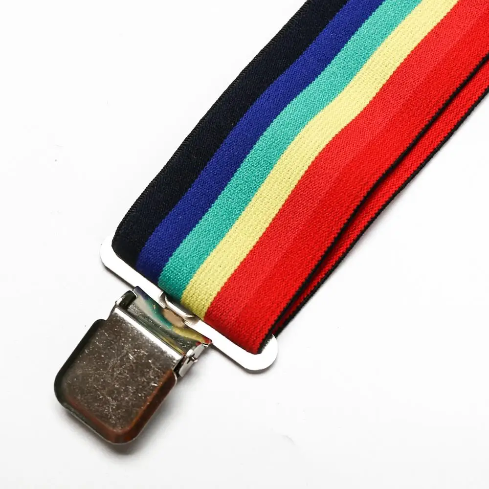 Rainbow Unisex Adult Men WORK Suspenders Trousers Adjustable 4 Clip Braces Male Casual Suspensorio Trousers Strap Husband's Gift