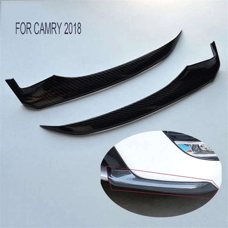 

2PCS Carbon Fiber Front Bumper Lip Corner Cover Trim For Camry 2018 ABS Exterior Decoration Carbon Fiber