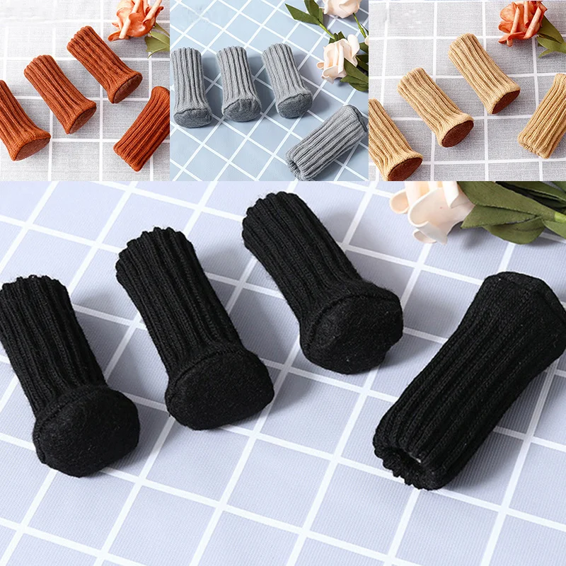 4Pcs/Set Table Chair Leg Covers Home Furniture Non-Slip Knitting Floor Protectors Table Chair Knitted Decor Foot Socks Protector