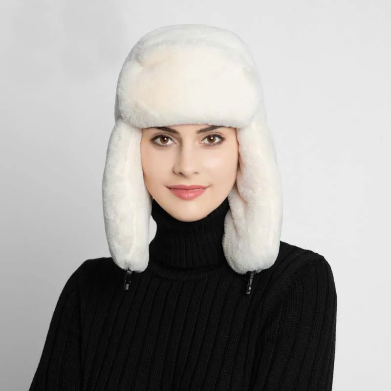 Doitbest зимние имитация меховые шапки-бомберы шапочки для снежный день защищающие от ветра толстые теплые защита шеи Женская русская ушанка шляпа