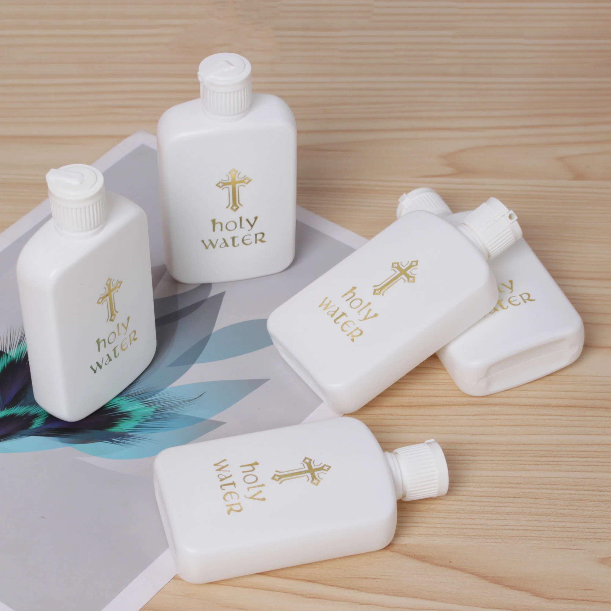 100ml Easter Plastic Water Bottle Religious Articles Easter Holy Water Bottle With Gold Blocking Holy