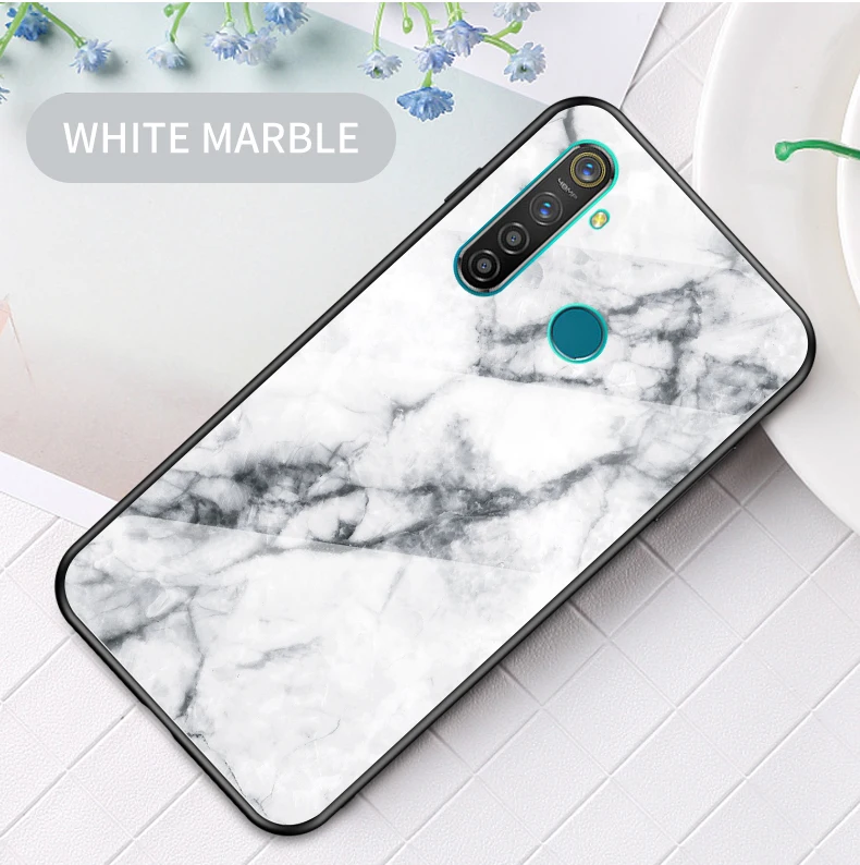 Для Oppo Realme 5 Pro 5Pro чехол мраморный глянцевый закаленное стекло Мягкий Силиконовый противоударный жесткий чехол для телефона для Oppo Realme Q чехол