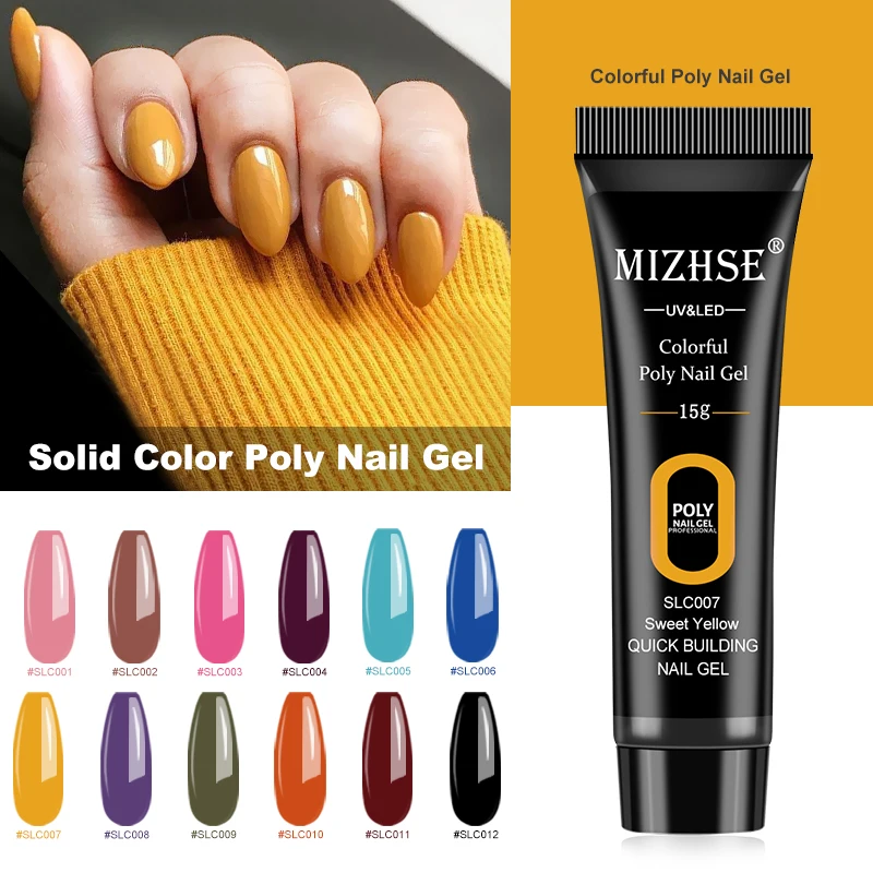 

MIZHSE 15g Acrylic Gel Polish Soak Off UV LED Quick Solid Poly Nail Gel Colorful Builder Extension Gel for Nail Beauty