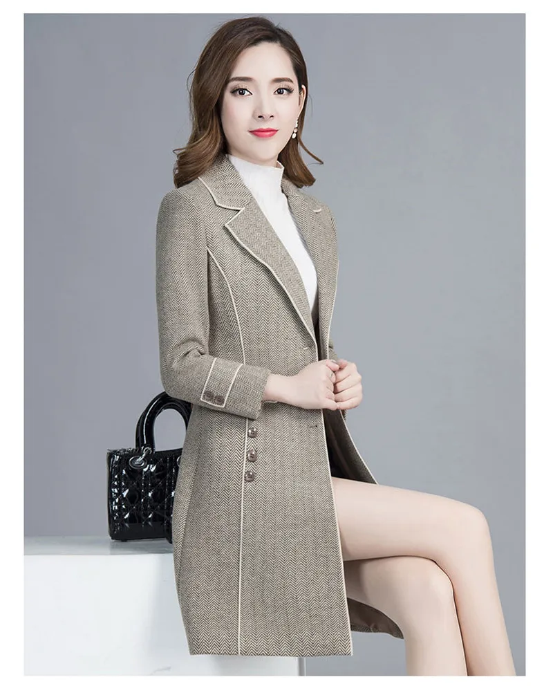 Manteau en laine pour femmes, nouvelle collection automne-hiver 2021, manteau à la mode pour femmes d'âge moyen, veste en laine pour mères, manteaux de base, costume col A Manteau en laine pour femmes, nouvelle collection automne-hiver 2021, manteau à la mode pour femmes d'âge moyen, veste en laine pour mères, manteaux de base, costume col A