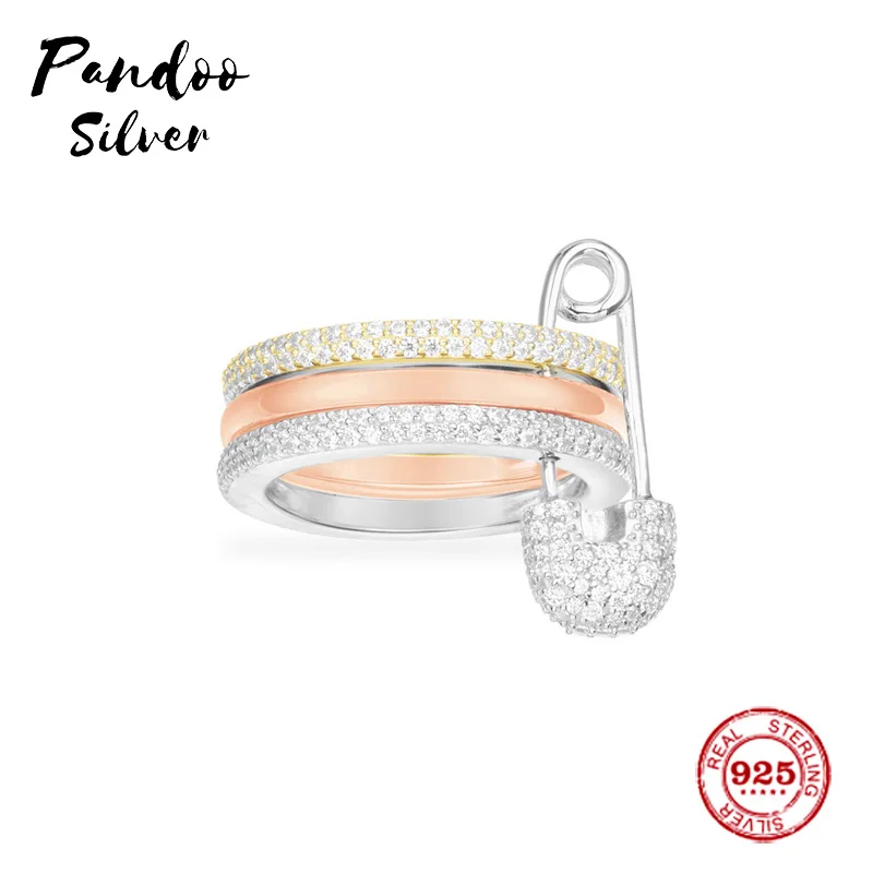 

Fashion Charm Sterling Silver Copy 1:1 Replica,Silver Safety Pin Trio Ring Women Monaco Jewelry Gift With Logo