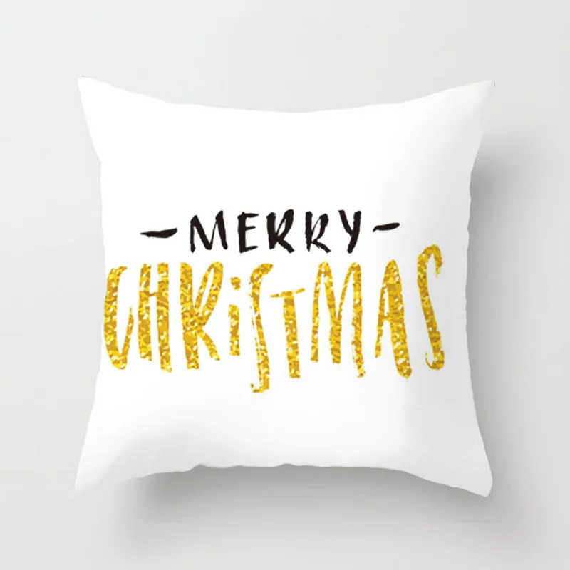 Рождественские наволочки 45x45 см, белый, черный, золотой, с надписью «Merry Christmas», наволочки для подушки, чехол для украшения дома, декоративный чехол для подушки - Цвет: 1